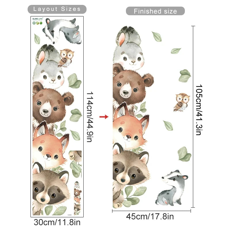 🌲 “Forest Friends Wall Decals – Cute Animal Nursery Stickers” 🦊🐻🦉✨
