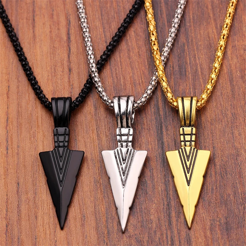 🔱 Arrowhead Pendant Necklace – Bold Steel Statement for Men & Women