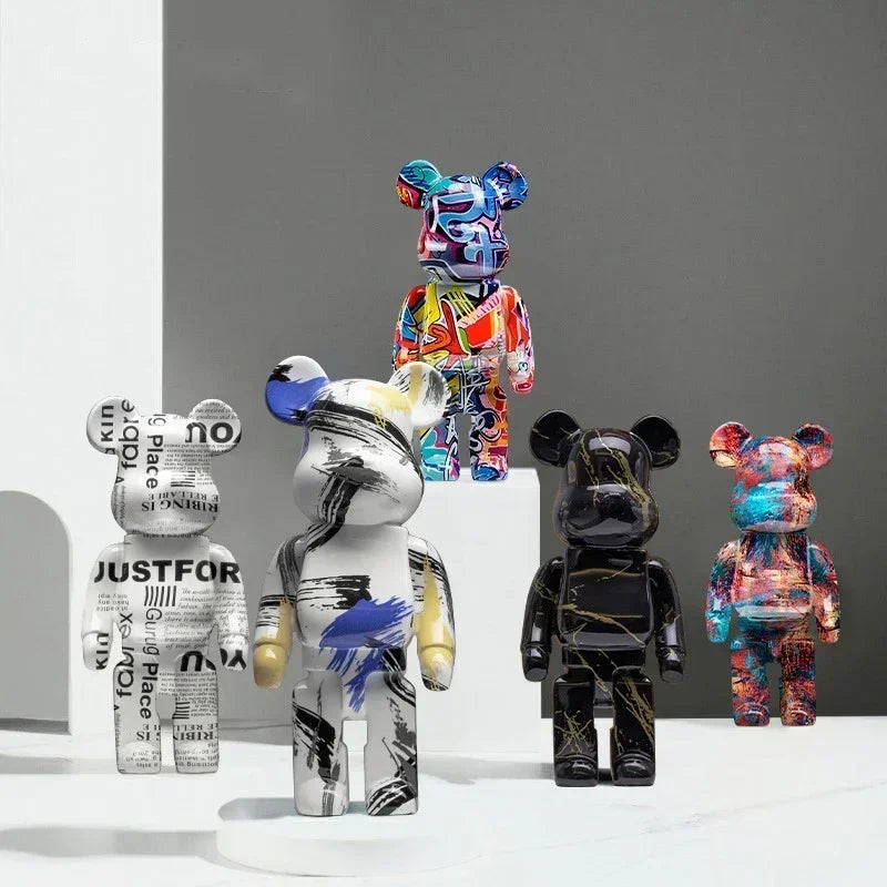🧸✨ Graffiti Bear Resin Statue – 27cm Artistic Decor Figurine
