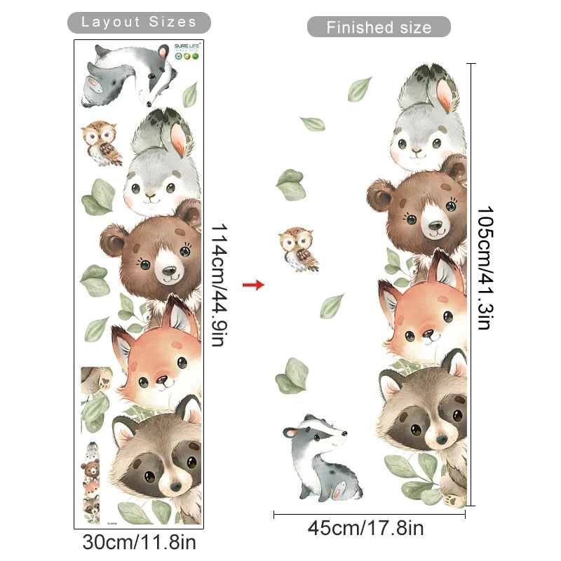 🌲 “Forest Friends Wall Decals – Cute Animal Nursery Stickers” 🦊🐻🦉✨