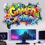 🔥 3D Gamer Wall Stickers – Broken Wall Effect 🎮✨