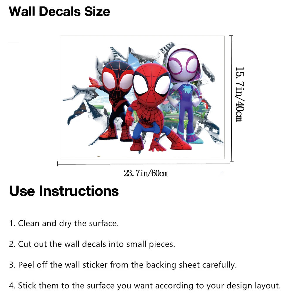 🕸️ Mini Spider-Man Superhero Wall Stickers – Kids Room Decor 🕷️✨