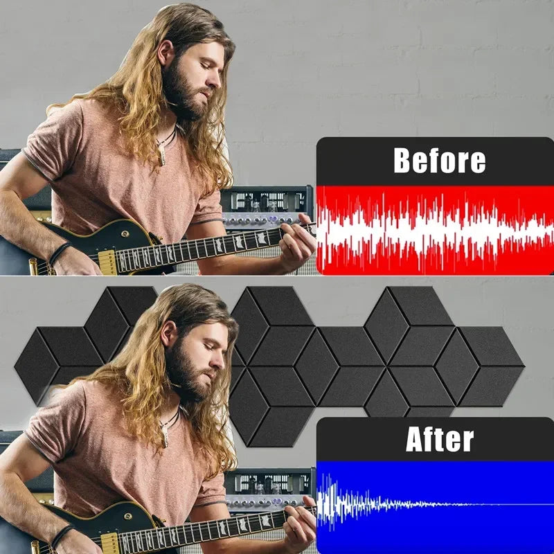 🎧 12-Pack Hexagonal Acoustic Panels – Premium Soundproof Foam Tiles