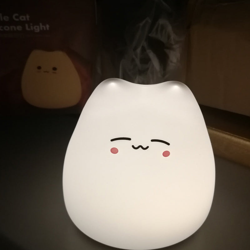 Cute Cat Baby Night Light 🐱✨ – 7 Colours, Touch, Soft Silicone • USB Rechargeable