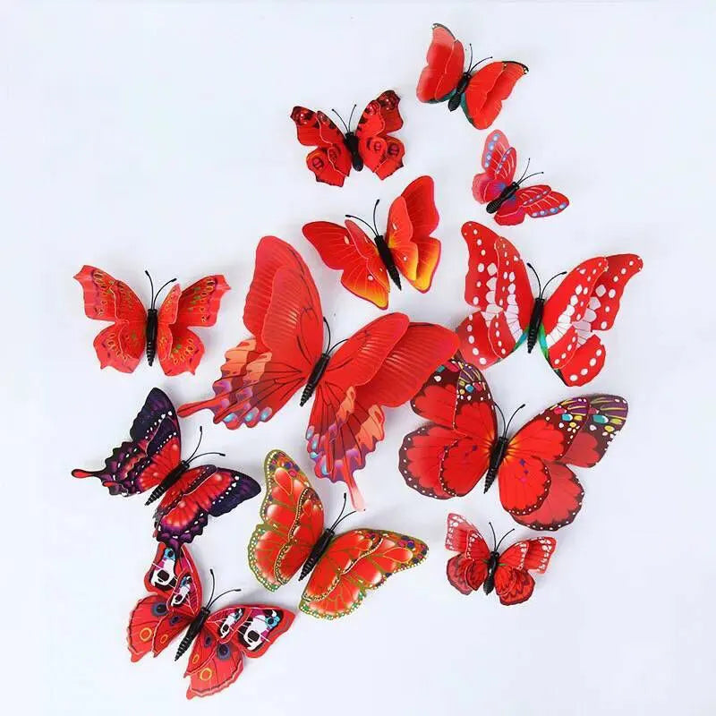 🌈 3D Butterfly Wall Stickers – Double-Layer Decorative Set (12pcs) 🦋✨