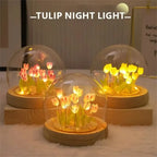 🌷✨ Mini Tulip LED Night Light - Glass Lamp with Bright Flowers