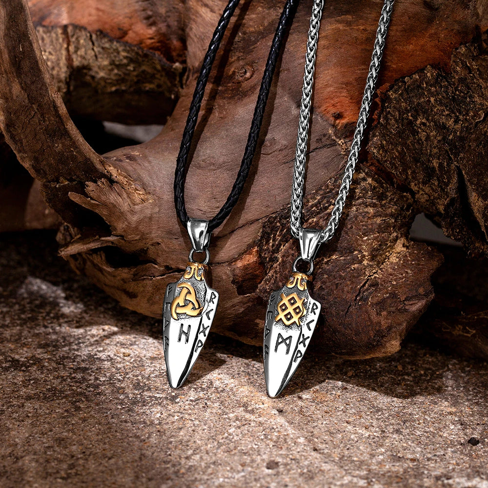 🗡️ Viking Rune Arrowhead Pendant Necklace – Norse Warrior Amulet ⚔️