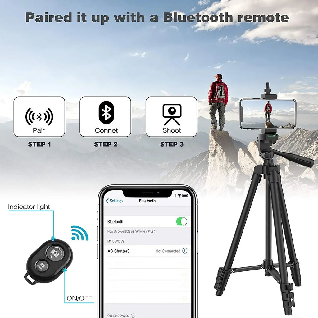 📸 Lightweight 103cm Tripod with Bluetooth Remote – 360° Panoramic Phone/Camera Stand for TikTok, Vlogs & Photography