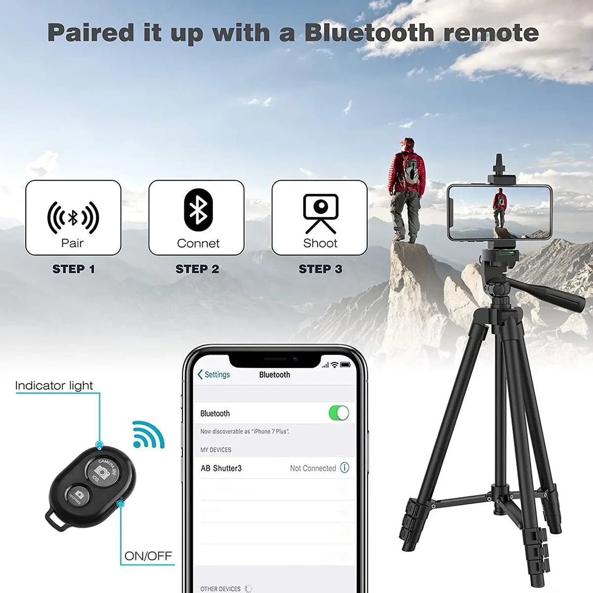 📸 Lightweight 103cm Tripod with Bluetooth Remote – 360° Panoramic Phone/Camera Stand for TikTok, Vlogs & Photography