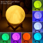 3D Lunar Lamp with Stand - Rechargeable LED Night Light 🌙✨