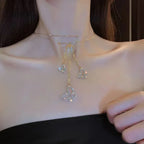 🌟 Waterdrop Tassel Pendant Necklace – Elegant Stainless Steel Jewelry for Women 💖✨