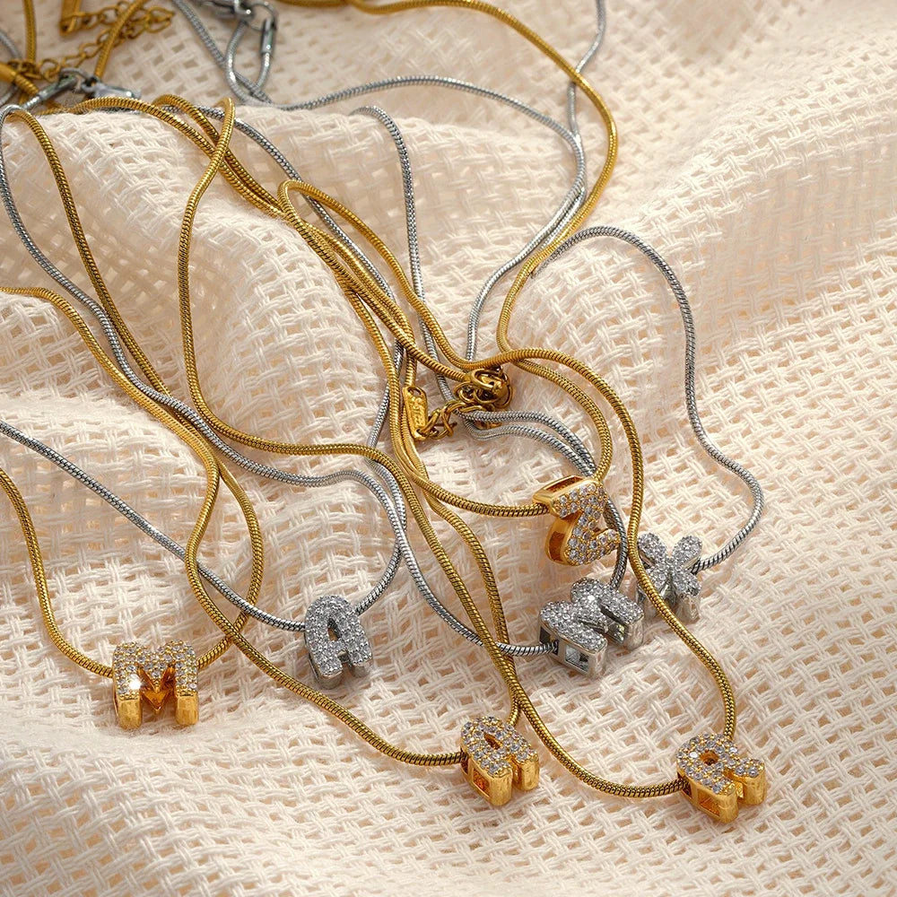 ✨ Alphabet Initial Pendant Necklace (Gold & Silver) ✨