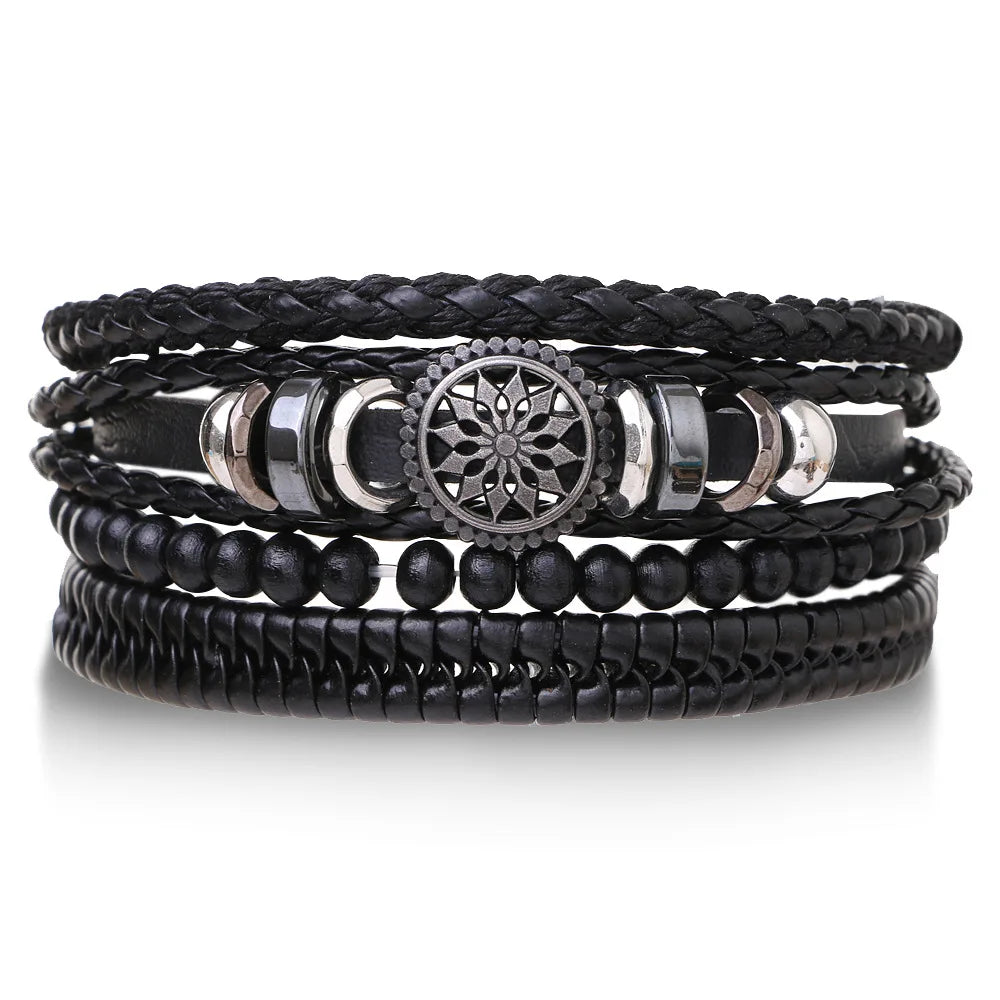 🔥 Men’s Leather Bracelet Collection – Multi-Style Modern Designs 🖤✨