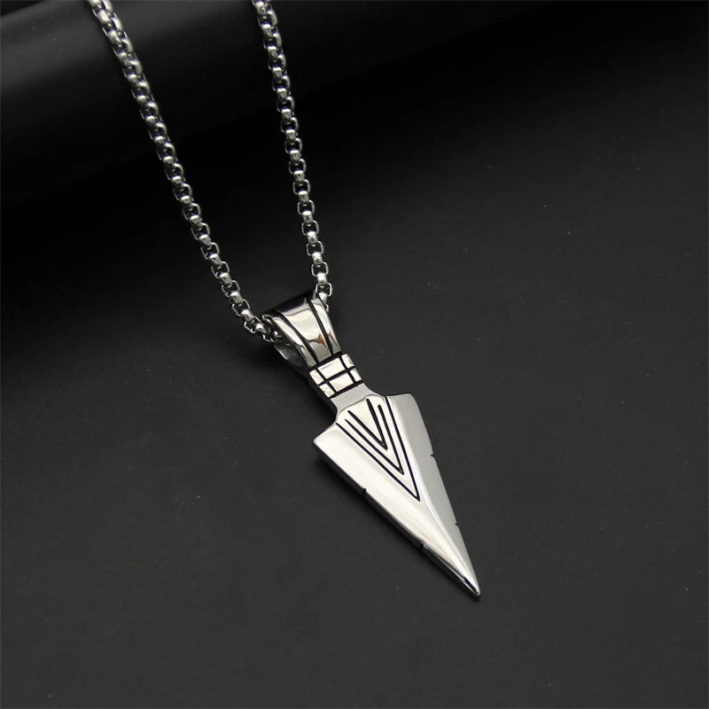 🔱 Arrowhead Pendant Necklace – Bold Steel Statement for Men & Women