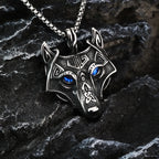 🐺✨ Celtic Wolf Pendant Necklace – Mystic Blue-Eye Amulet