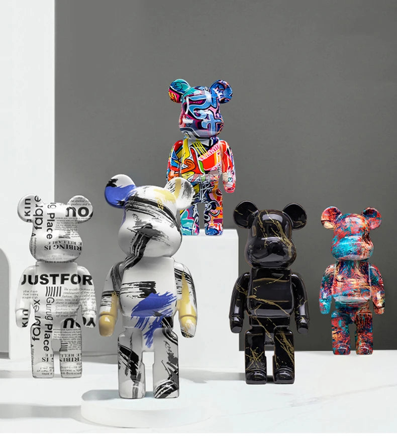 🧸✨ Graffiti Bear Resin Statue – 27cm Artistic Decor Figurine