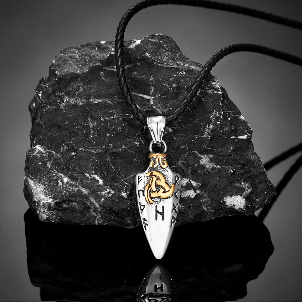🗡️ Viking Rune Arrowhead Pendant Necklace – Norse Warrior Amulet ⚔️