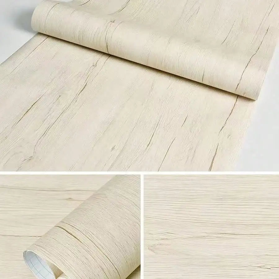 🪵✨ Wood-Grain PVC Waterproof Adhesive Wallpaper – Multiple Sizes & Colors