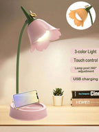 Pink Flower LED Lamp– Touch Dimmable & Rechargeable
