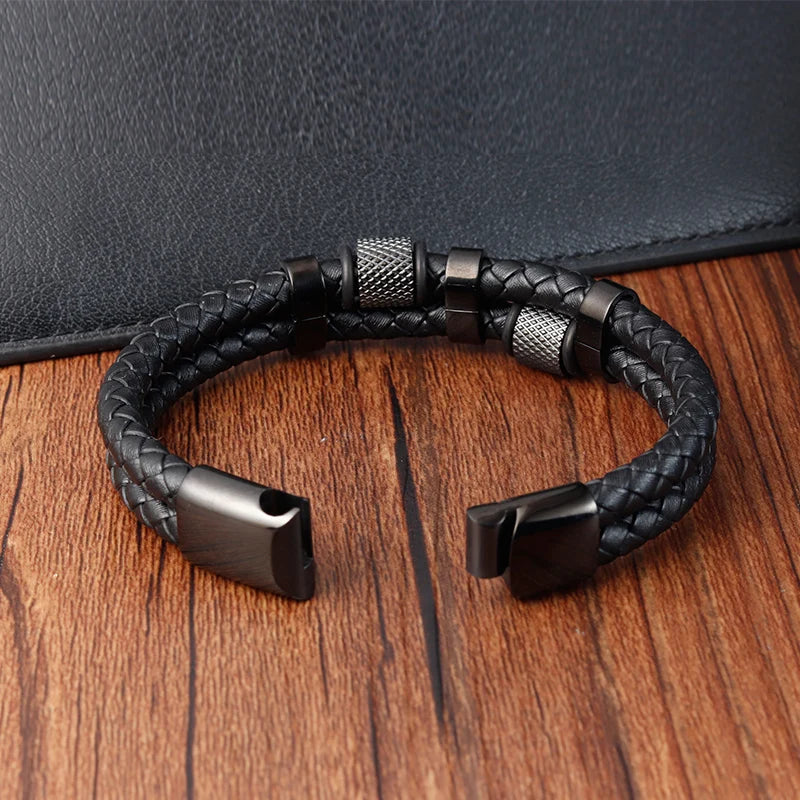 🔥 Men’s Leather Bracelet Collection – Multi-Style Modern Designs 🖤✨