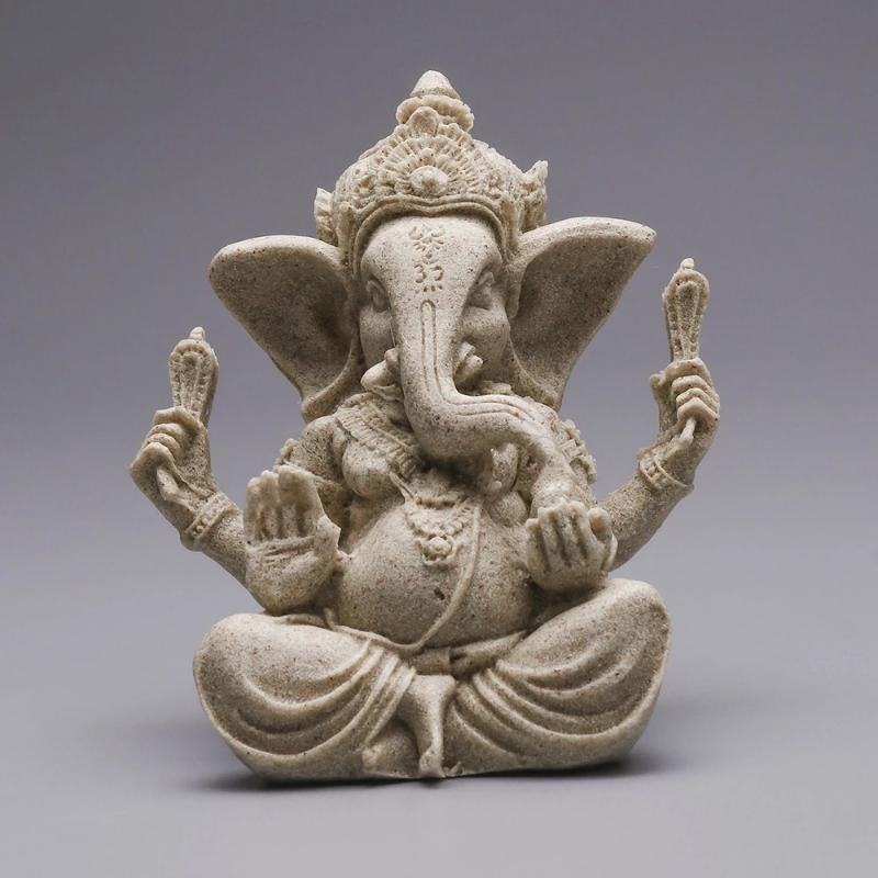 🌿 Sandstone Ganesha Elephant Statue – Handmade Spiritual Home Decor 🐘✨