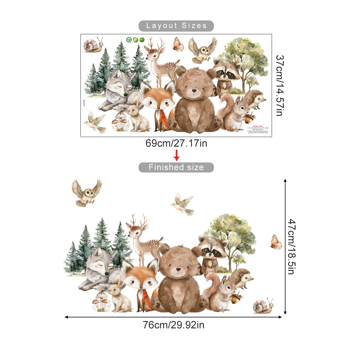 🌲 “Forest Friends Wall Decals – Cute Animal Nursery Stickers” 🦊🐻🦉✨