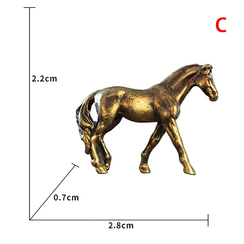🐴 Mini Brass Horse Figurines – Vintage Zodiac Desktop Decor