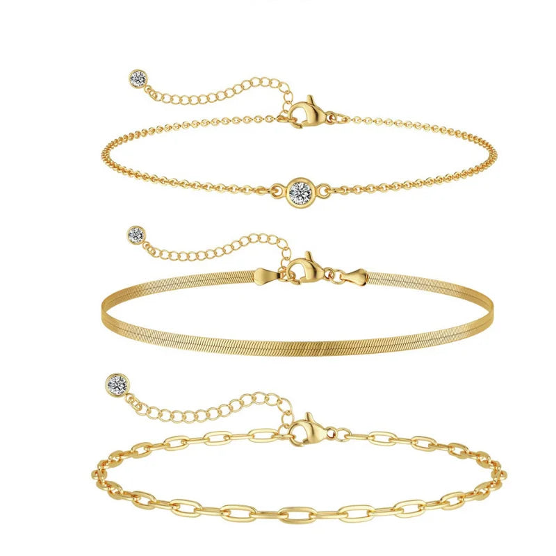 ✨ Elegant Gold Bracelet Collection – Women’s Minimalist Chain Set ✨