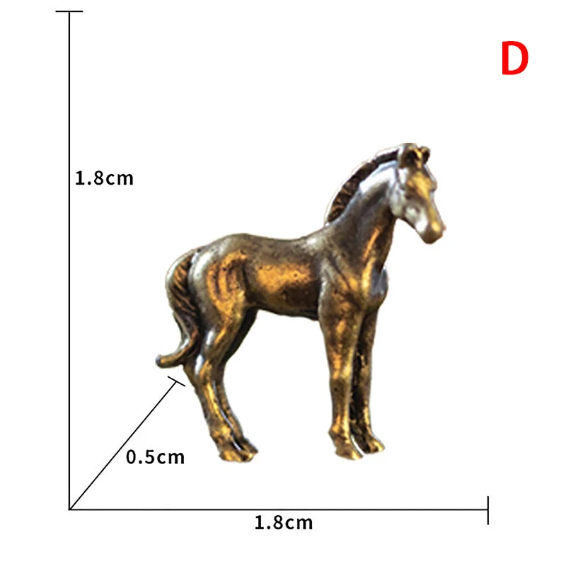 🐴 Mini Brass Horse Figurines – Vintage Zodiac Desktop Decor