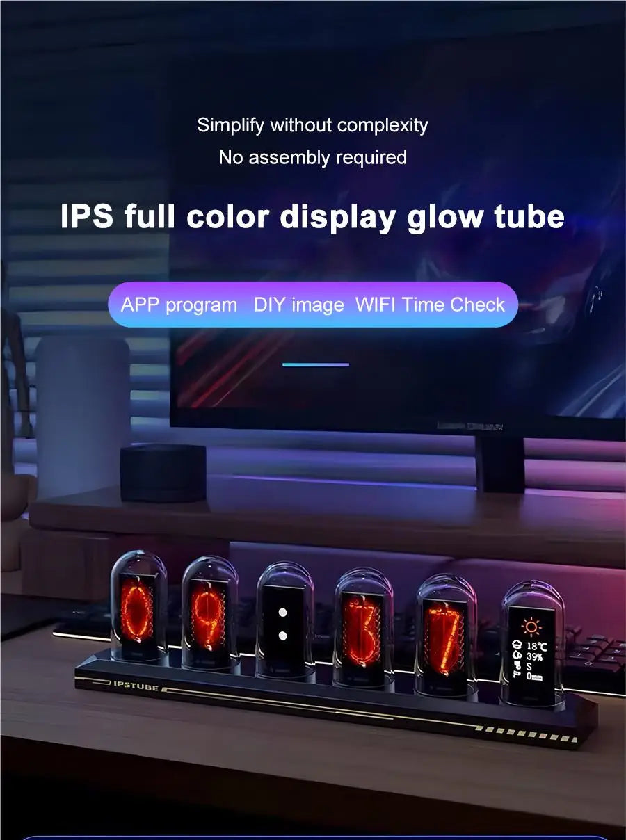Nixie Tube LED Clock IPS — Retro-Future RGB Table Lamp 🕰️✨