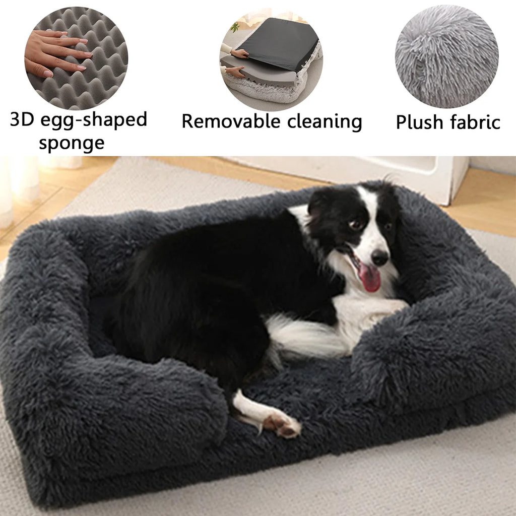 Soft Square Kennet for Dogs and Cats - Plush Bed with Removable Cushion 🐾✨