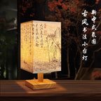 Chinese Style Bedside Lamp 🏮✨ - Dimmable Night Light with Fabric Lampshade
