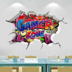🔥 3D Gamer Wall Stickers – Broken Wall Effect 🎮✨