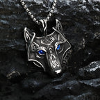 🐺✨ Celtic Wolf Pendant Necklace – Mystic Blue-Eye Amulet