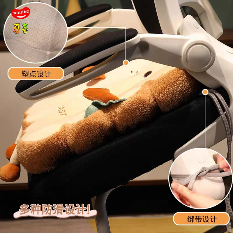 Soft Toast Cushion for Chair 🍞✨ | Comfortable, Cute and Washable - Happy or Angry Version