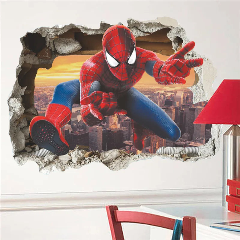 🕷️ 3D Spider-Man Wall Stickers – Room Decor for Superhero Fans 🦸‍♂️✨