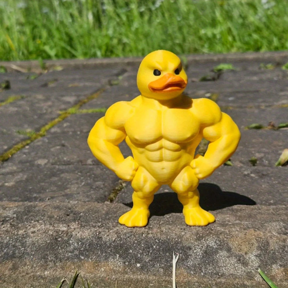 🐤💪 “Muscle Duck” 3D Whimsical Desktop Figurine – Cute & Funny Shelf Decor