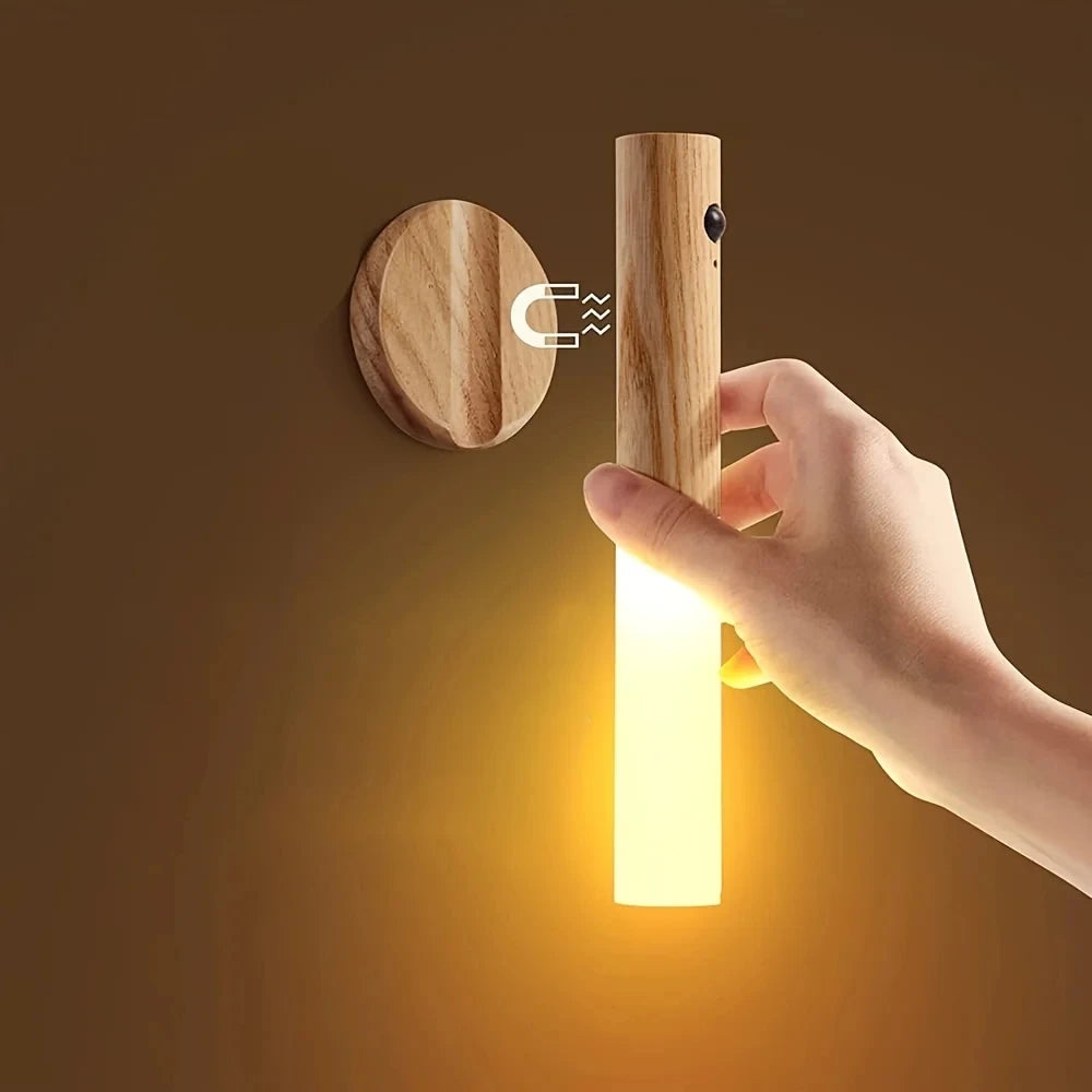 Magnetic Motion Sensor LED Light – USB Wooden Night Light 🌙✨