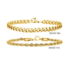 ✨ Premium Cuban Link Bracelet Set – Men’s Stainless Steel Chain (Gold/Silver/Black) ✨
