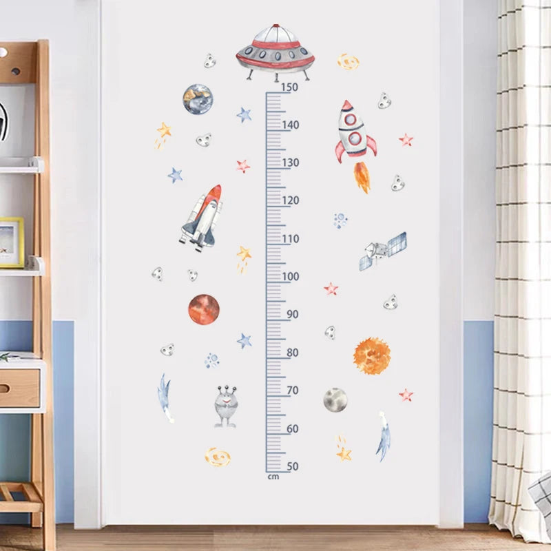 🌈📏 Cute Kids Height Chart Wall Stickers – Removable PVC Growth Ruler 🚀🐻