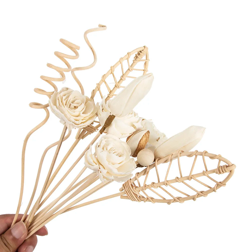 Set 12 Lotus Flower Rattan Sticks - Natural Decorations for Diffusers 🌸✨