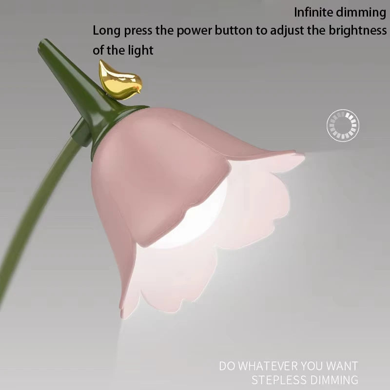 Pink Flower LED Lamp– Touch Dimmable & Rechargeable