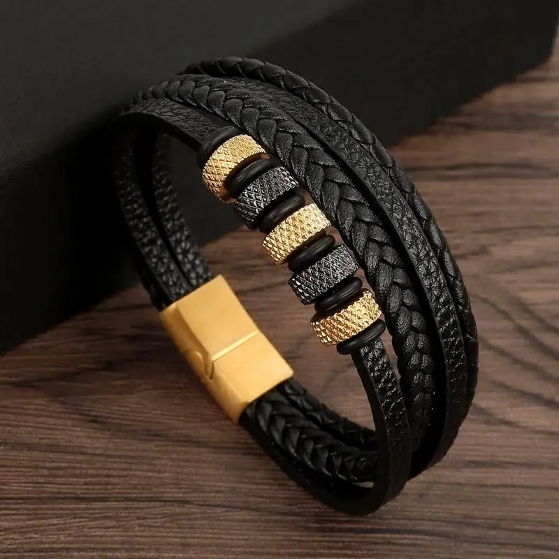 🔥 Leather Wrap Bracelet – Men’s Multi-Layer Wristband (108 Styles) 🔥