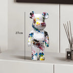 🧸✨ Graffiti Bear Resin Statue – 27cm Artistic Decor Figurine
