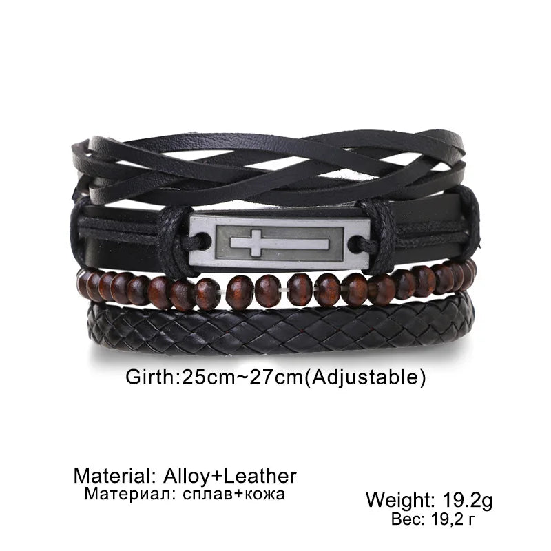 🔥 Men’s Leather Bracelet Collection – Multi-Style Modern Designs 🖤✨