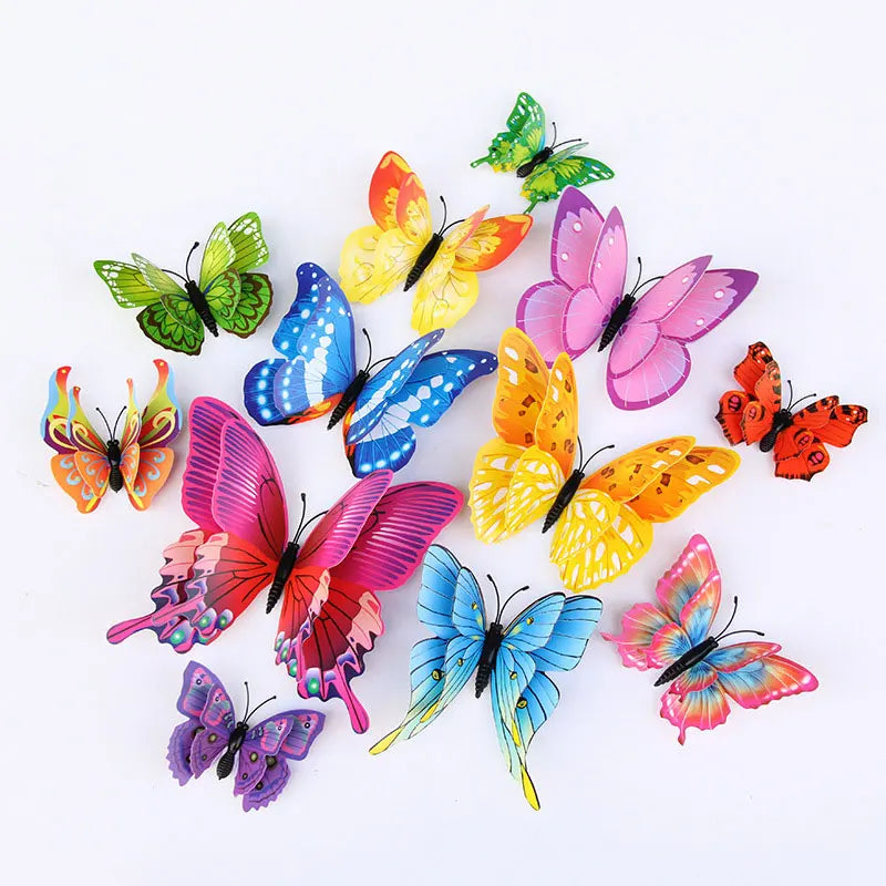 🌈 3D Butterfly Wall Stickers – Double-Layer Decorative Set (12pcs) 🦋✨