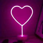 💗 Neon Heart LED –Neon Pink Lamp with Base✨