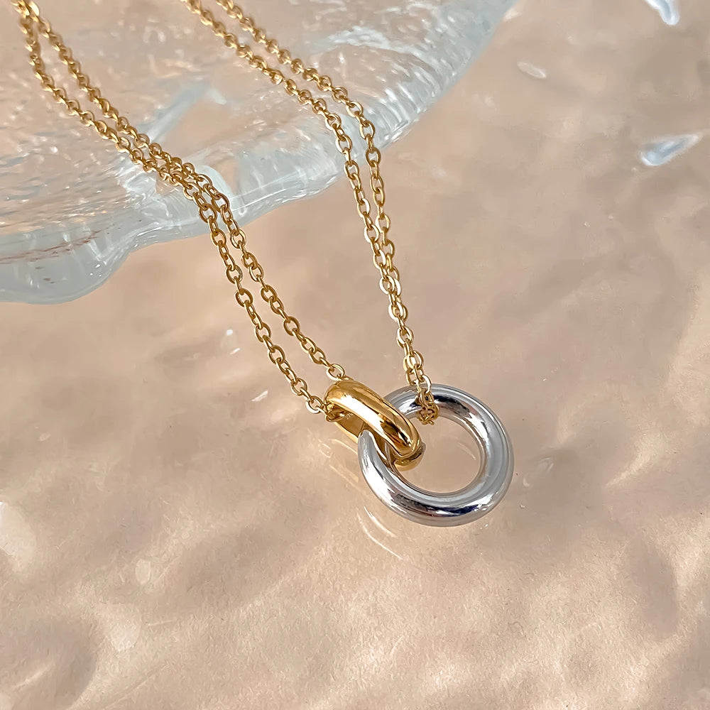 ✨ Elegant Dual-Tone Pendant Necklace – Minimal Chic Jewelry ✨