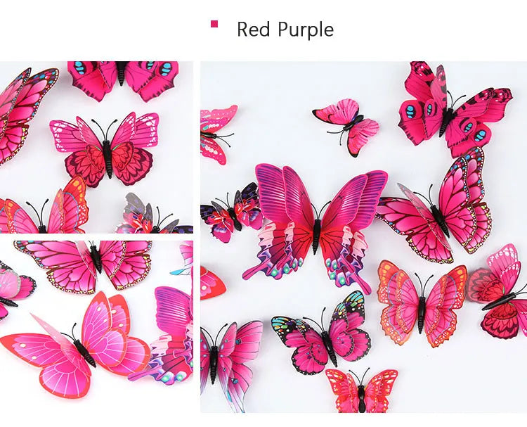 🌈 3D Butterfly Wall Stickers – Double-Layer Decorative Set (12pcs) 🦋✨