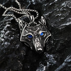 🐺✨ Celtic Wolf Pendant Necklace – Mystic Blue-Eye Amulet